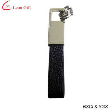 Hot Sale Custom Logo Leather Keychain with 2 Rings (LM1501)